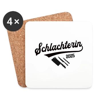 Schlachterin 2025 Beruf Schlachter Schlachterei - Untersetzer (4er-Set) - Weiß - Vorne