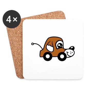 chien voiture jouet roues motrices télécommandées mignon - Dessous de verre (lot de 4) - blanc - Devant