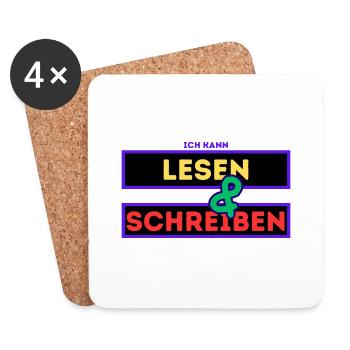 Lesen und schreiben - Untersetzer (4er-Set) - Weiß - Vorne