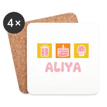 Aliya comme prénom - Dessous de verre (lot de 4) - blanc - Devant