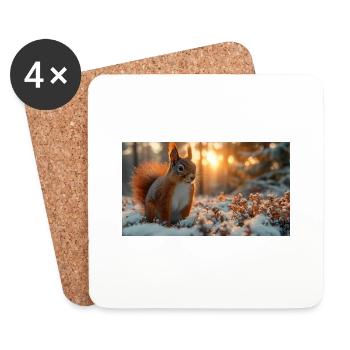 Eichhörnchen - Untersetzer (4er-Set) - Weiß - Vorne