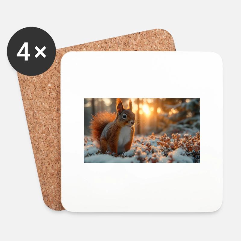 Squirrel - Coasters (set of 4) - white