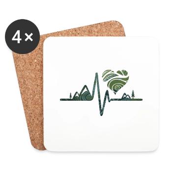 Natur - Herzschlag - Untersetzer (4er-Set) - Weiß - Vorne