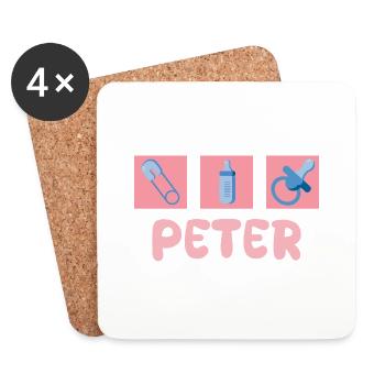 Geschenk für Peter - Untersetzer (4er-Set) - Weiß - Vorne