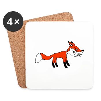 Renard, Mauvais œil, Dangereux, Renard roux, Animal sauvage - Dessous de verre (lot de 4) - blanc - Devant
