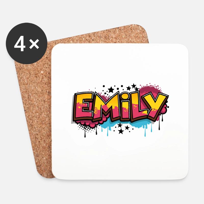 Emily Graffiti Cooler Name Vorname - Untersetzer (4er-Set) - Weiß