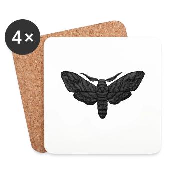 Black Moth – mystisches Stickmuster - Untersetzer (4er-Set) - Weiß - Vorne