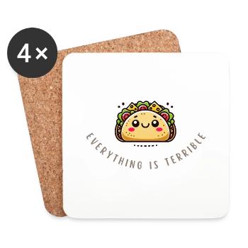 Tout est terrible - Chemise à tacos triste drôle - Dessous de verre (lot de 4) - blanc - Devant