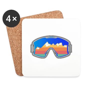 Ski Goggles Skier Vintage Design Bright - Coasters (set of 4) - white - Front