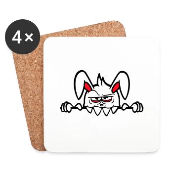 Bunny Monster Evil Halloween Teeth Wall - Coasters (set of 4) - white - Front