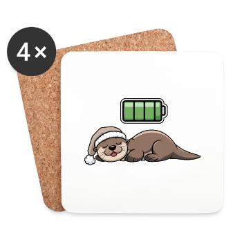 Sea Otter Sleeping Recharging Night Bedtime - Untersetzer (4er-Set) - Weiß - Vorne