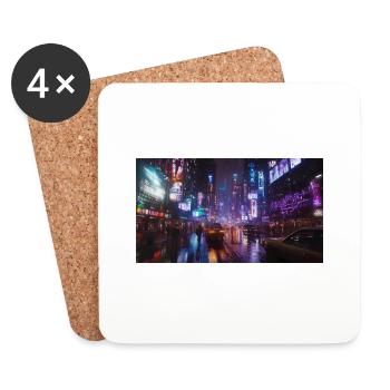 Cyberpunk City2 - Coasters (set of 4) - white - Front