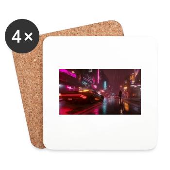 Cité cyberpunk1 - Dessous de verre (lot de 4) - blanc - Devant