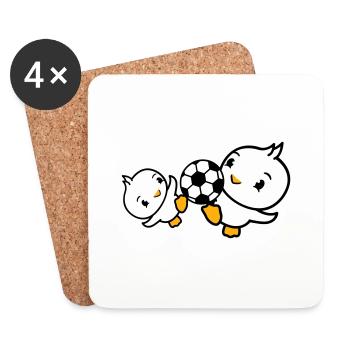 2 Birds Playing Soccer Together Fun Ball Sports - Coasters (set of 4) - white - Front