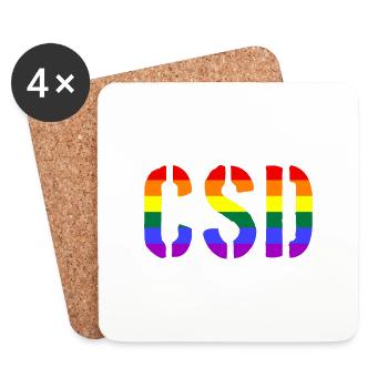 CSD - Christopher Street Day - Gay - Lesbian - Untersetzer (4er-Set) - Weiß - Vorne