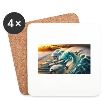 Pipelining surfers - Coasters (set of 4) - white - Front