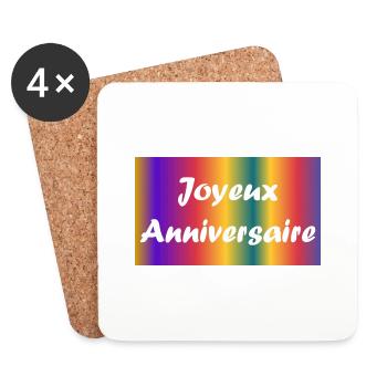 JOYEUX ANNIVERSAIRE. HAPPY BIRTHDAY. ANNIVERSAIRE. - Dessous de verre (lot de 4) - blanc - Devant