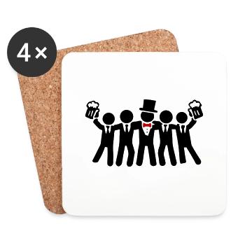 Enterrement de vie de garçon Junggesellen Équipe - Dessous de verre (lot de 4) - blanc - Devant