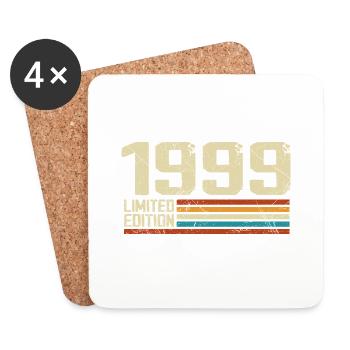 Vintage 1999 Anniversaire Rétro - Né en 1999 - Dessous de verre (lot de 4) - blanc - Devant