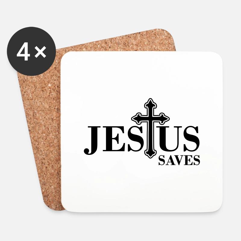 Jesus Rettet - Untersetzer (4er-Set) - Weiß