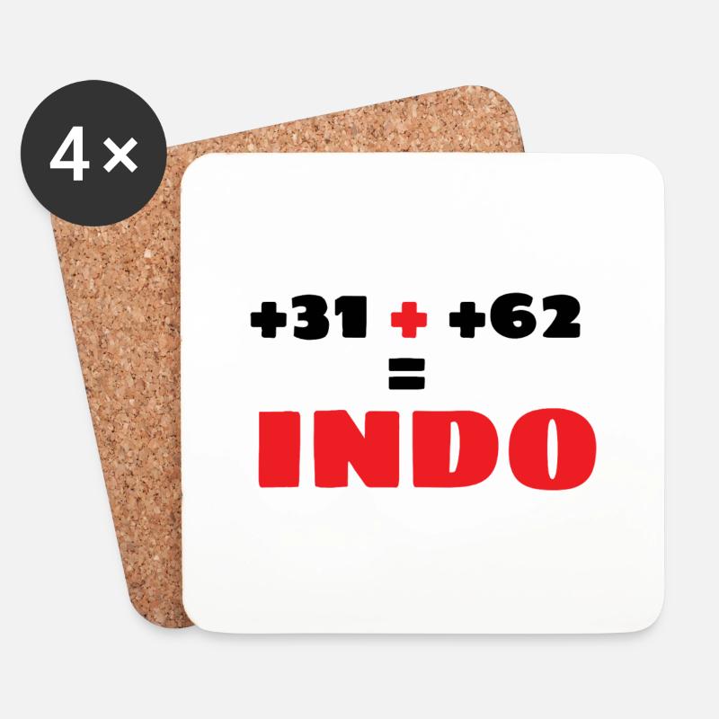 INDONET Indo prefix - Coasters (set of 4) - white