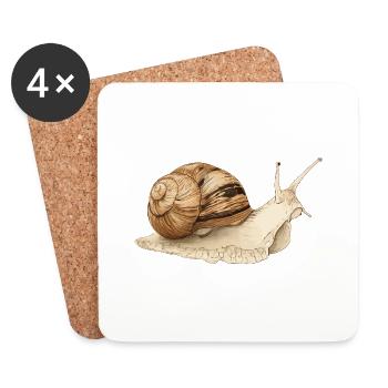 Escargot - Dessous de verre (lot de 4) - blanc - Devant