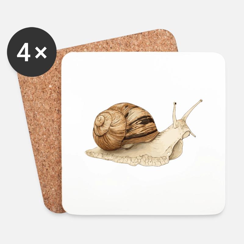 Schnecke - Untersetzer (4er-Set) - Weiß