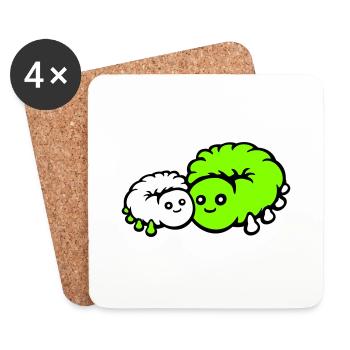 2 Chenille Maman Papa Enfant Famille Mère Père Mignon - Dessous de verre (lot de 4) - blanc - Devant