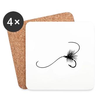 Fly Fishing Angler Gone Fishing - Coasters (set of 4) - white - Front
