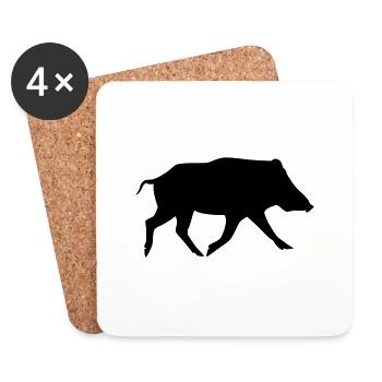 ein Wildschwein - Untersetzer (4er-Set) - Weiß - Vorne