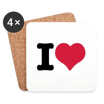I Love - I Herz - Untersetzer (4er-Set) - Weiß - Vorne