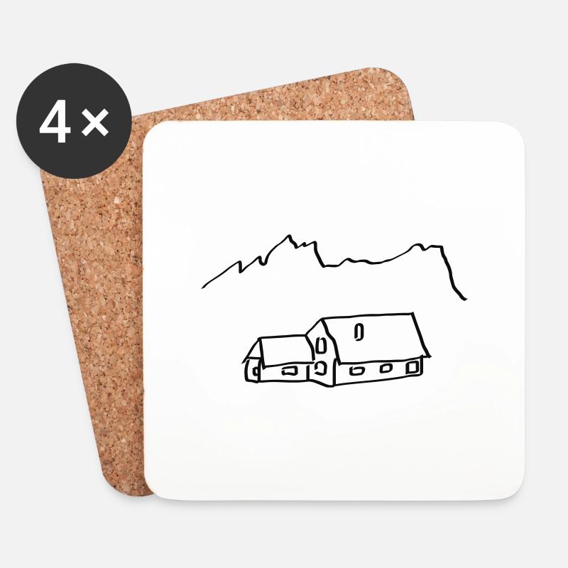 Berghütte - Untersetzer (4er-Set) - Weiß