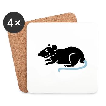 Ratte / rat (2c) - Coasters (set of 4) - white - Front