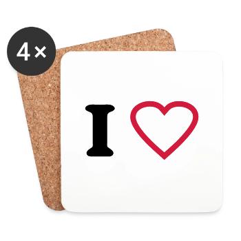 i love - Dessous de verre (lot de 4) - blanc - Devant