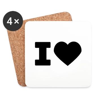 i love - Dessous de verre (lot de 4) - blanc - Devant