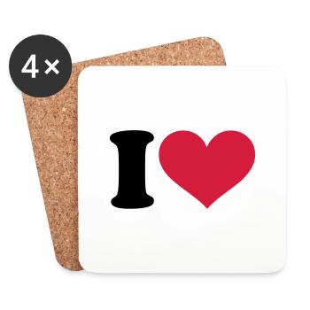 I - Heart - Untersetzer (4er-Set) - Weiß - Vorne
