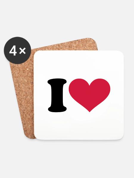 I - HEART - Coasters (set of 4) - white