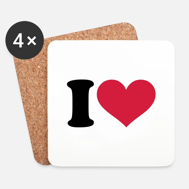 I - Heart - Untersetzer (4er-Set) - Weiß
