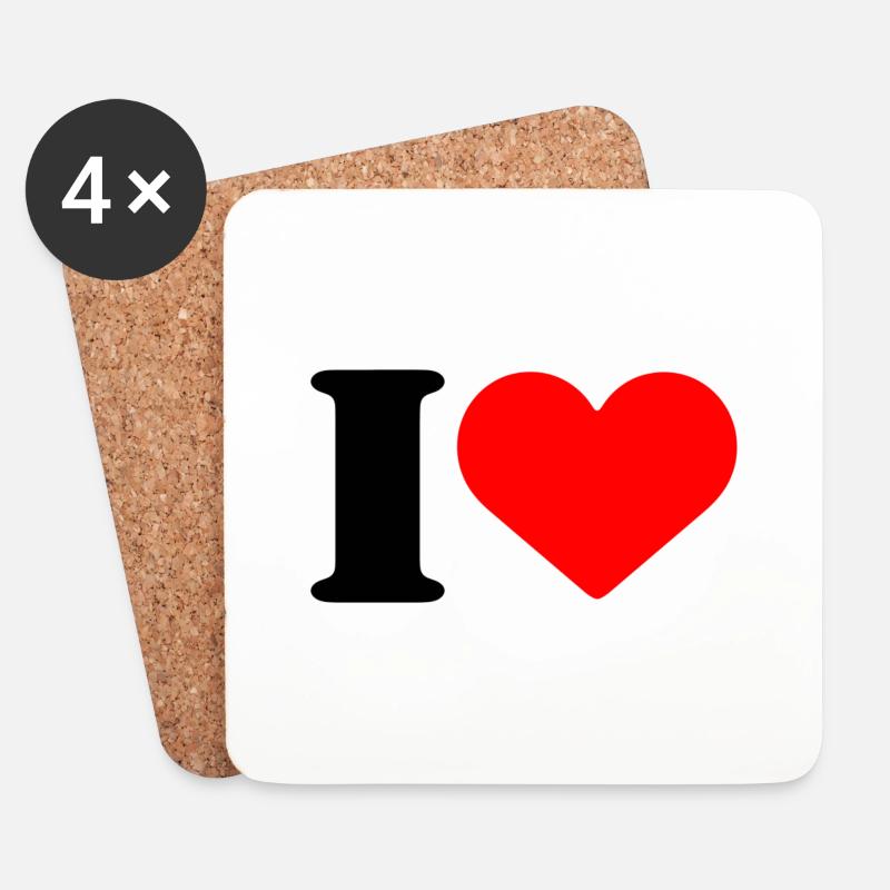 I LOVE - Untersetzer (4er-Set) - Weiß