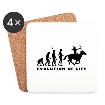evolution_indianer_b - Untersetzer (4er-Set) - Weiß - Vorne