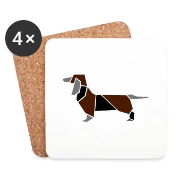 Origami Dackel - Untersetzer (4er-Set) - Weiß - Vorne