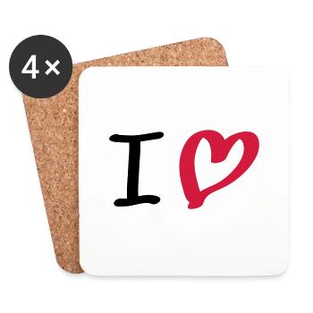 i love - Dessous de verre (lot de 4) - blanc - Devant