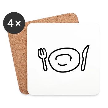 teller_und_besteck_1c - Coasters (set of 4) - white - Front