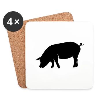 Schwein - Untersetzer (4er-Set) - Weiß - Vorne