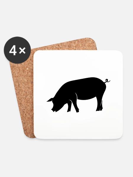 Schwein - Untersetzer (4er-Set) - Weiß