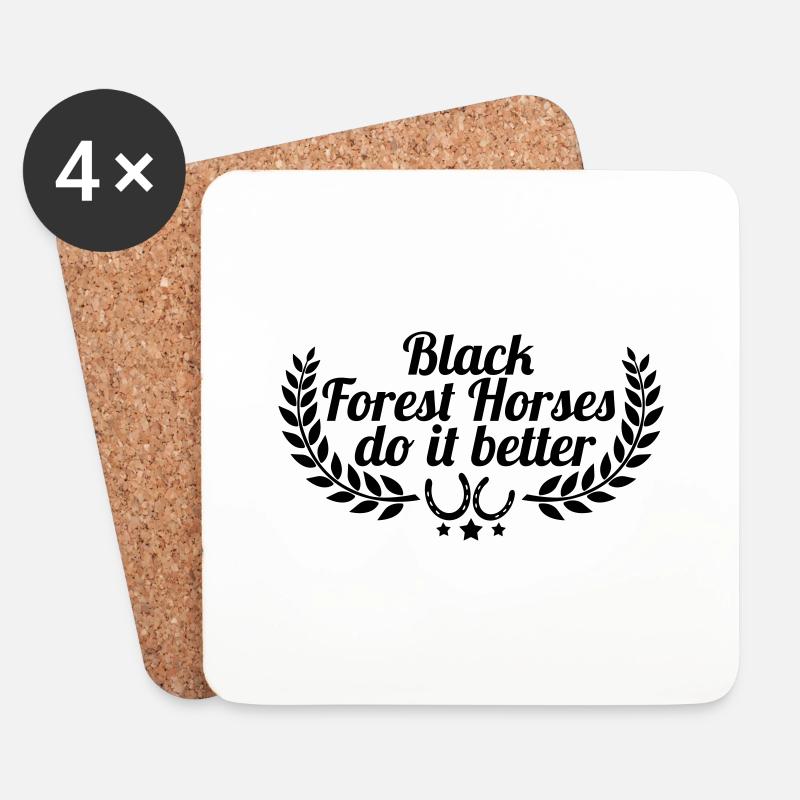 Black Forest Horses - Schwarzwälder - Untersetzer (4er-Set) - Weiß