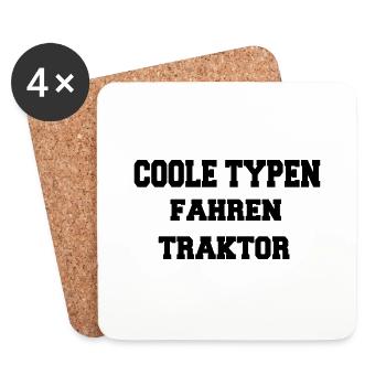 Coole Typen Fahren Traktor - Untersetzer (4er-Set) - Weiß - Vorne