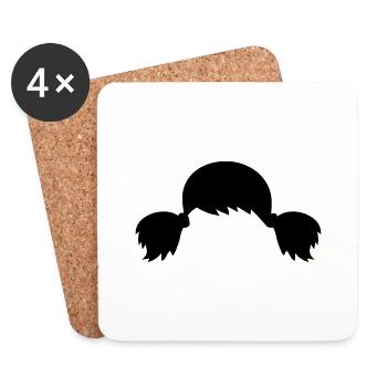 Le style des tresses de cheveux - Dessous de verre (lot de 4) - blanc - Devant