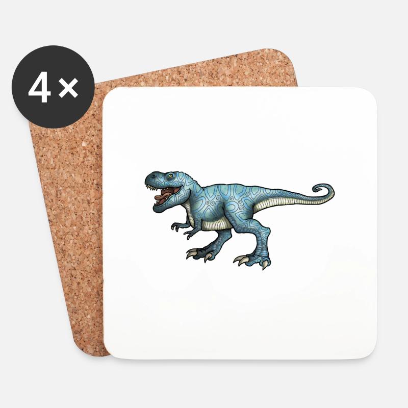 T-Rex - Untersetzer (4er-Set) - Weiß
