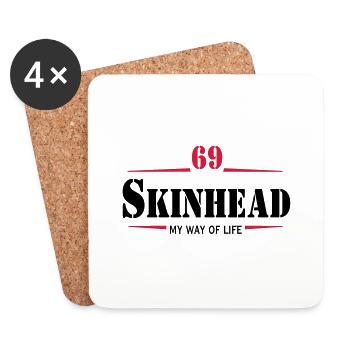 2 colors - Skinhead My Way of Life Skinheads - Dessous de verre (lot de 4) - blanc - Devant